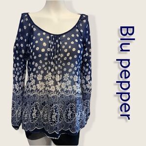 Blu Pepper Boho Sheer long sleeve tunic Medium
